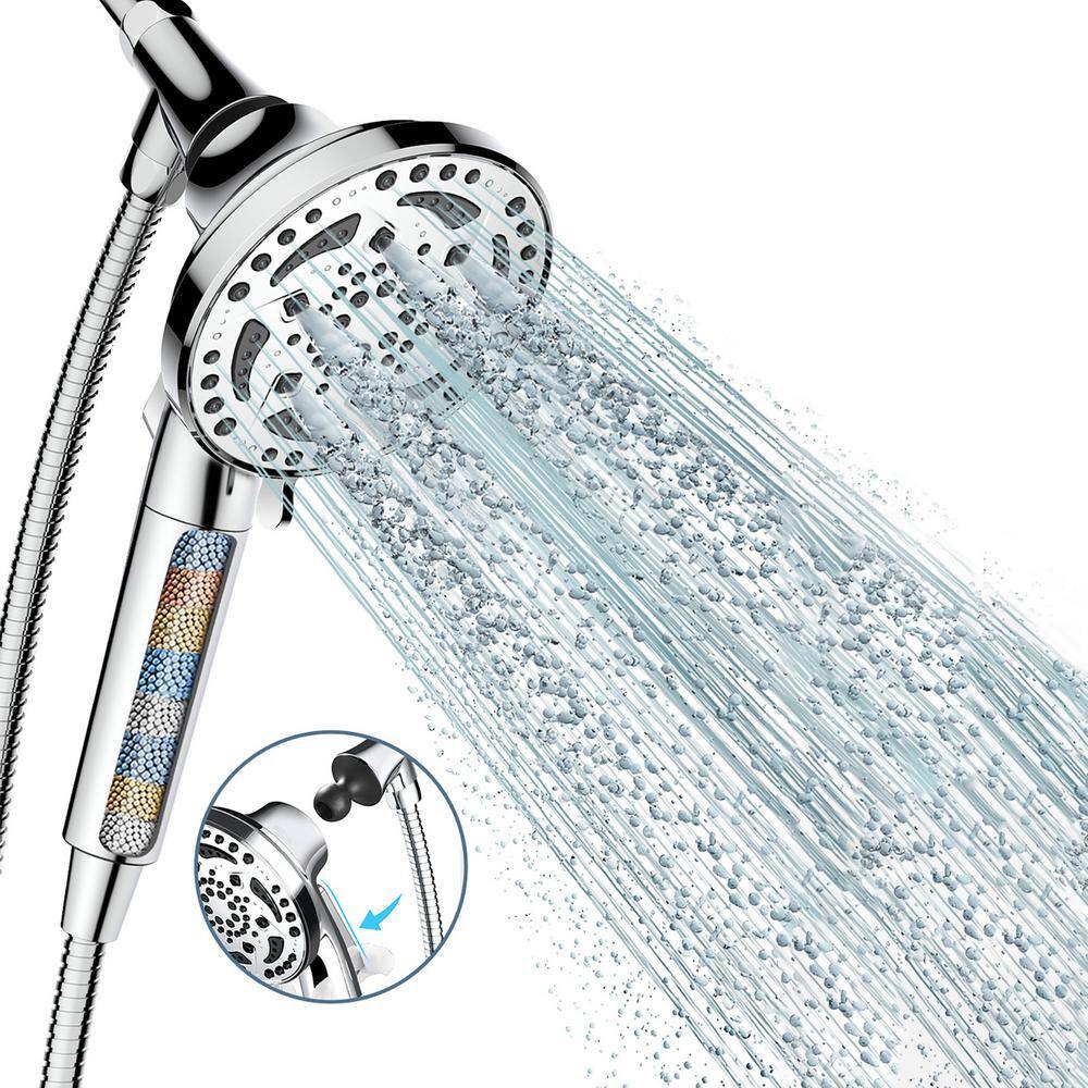 Heemli 7-Spray Pattern 4.92 in. Wall Mount Handheld Shower Heads 1.8 GPM Removable Shower hose in Chrome KAF07C