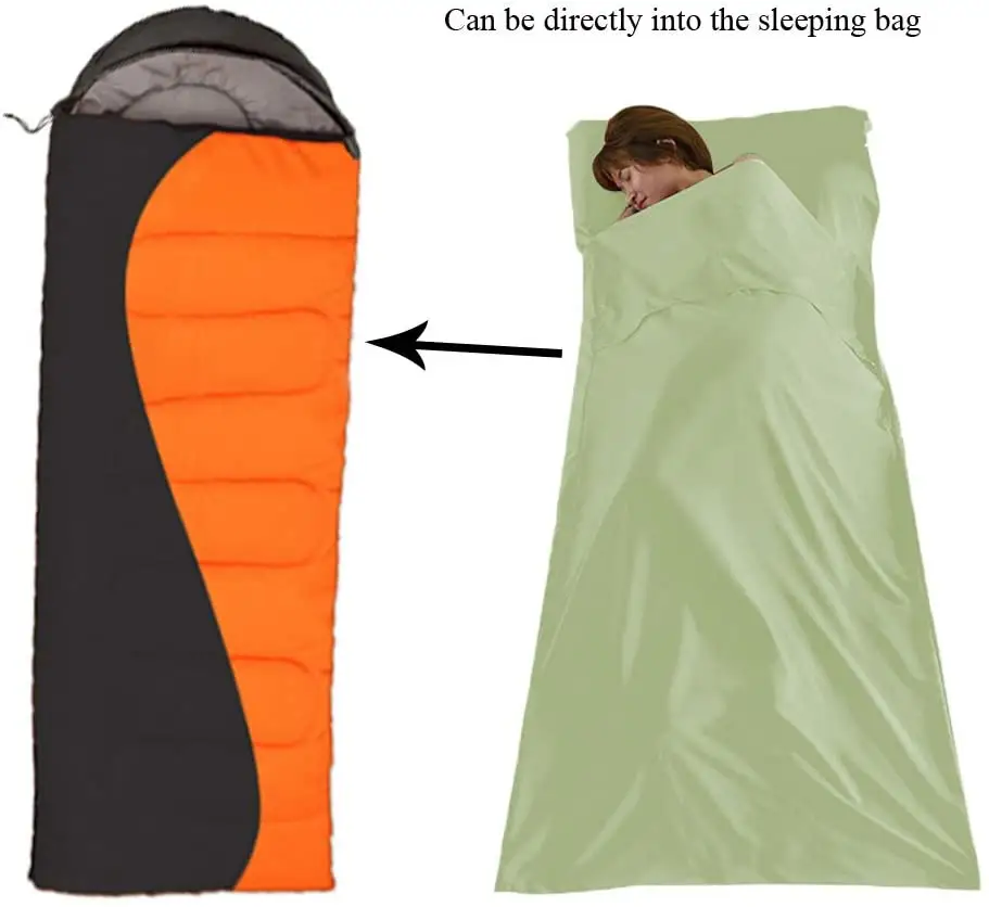 WoQi High Quality Ultralight Sleeping Bag Liner for Summer or Warm Weather Camping Envelope Sleeping Bag