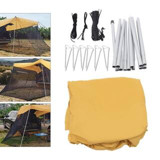 YIYIBYUS 4-Person 210T Polyester Fabric Portable Waterproof Car Awning Camping Tent in Yellow YD-HS1234P300-1