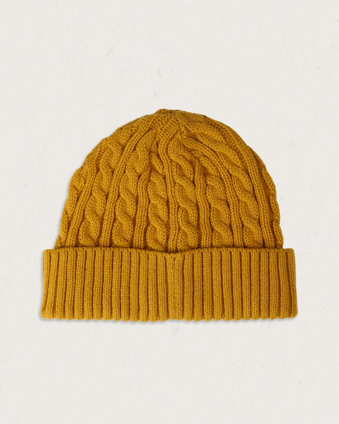 Fireside Cable Knit Beanie - Mustard Yellow