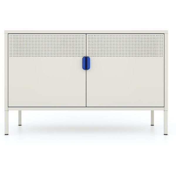 Metal Storage Locker Cabinet， Adjustable Shelves Free Standing Ventilated Sideboard Steel Cabinets