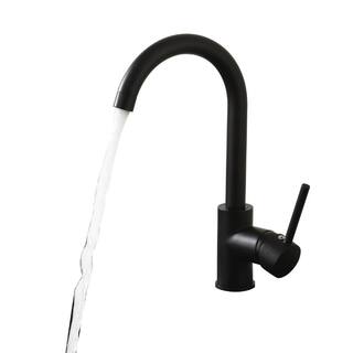 Fapully Single-Handle Gooseneck Kitchen Faucet in Matte Black QJ202204200003