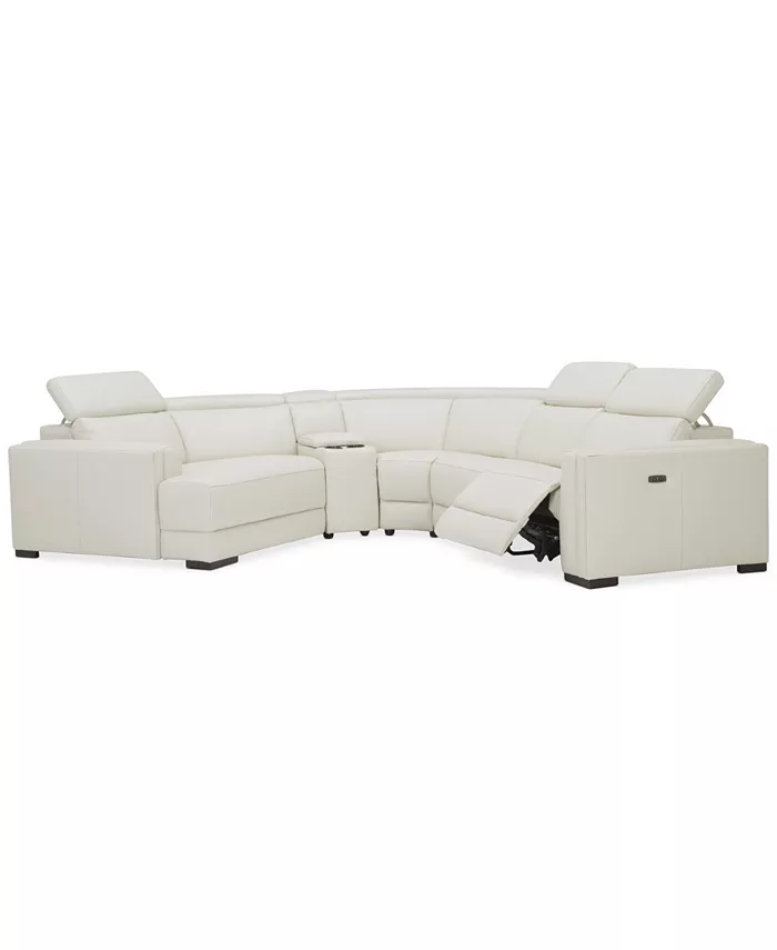 Furniture Jenneth 5-Pc. Leather Sofa with 1 Power Motion Recliner and Cuddler