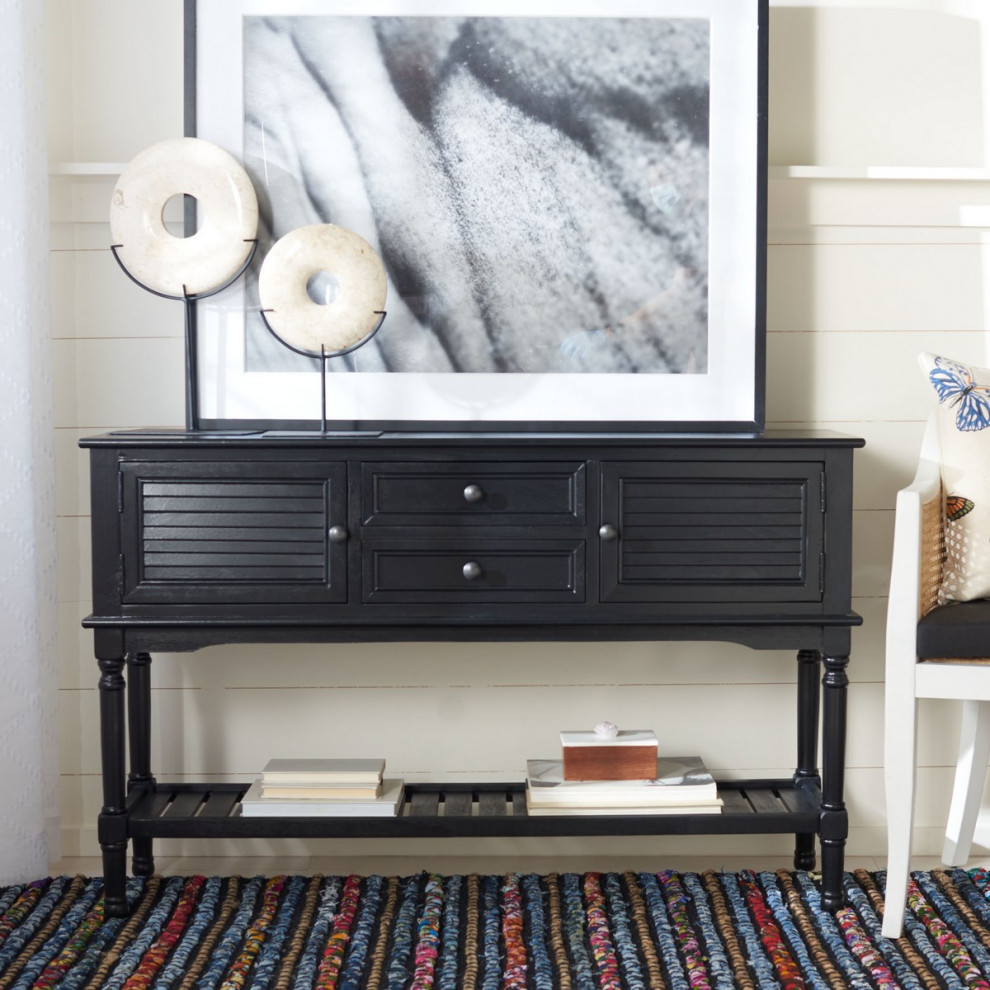 Piper 2 Drawer 2 Door Console Table Black   Traditional   Console Tables   by V.S.D Furniture  Houzz