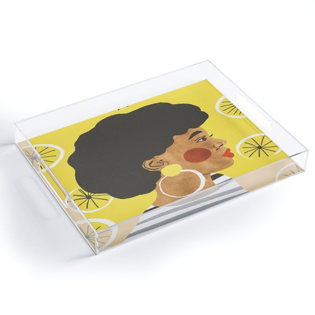 Gigi Rosado Lemonade I Acrylic Tray Deny Designs