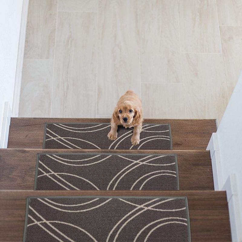 World Rug Gallery Brown Geometric Design Stair Treads