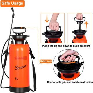 Tidoin 2 Gal. Lawn Pump Sprayer Watering Can with 2 Different Spray Patterns and Pressure Relief Valve DHS-YDW1-321