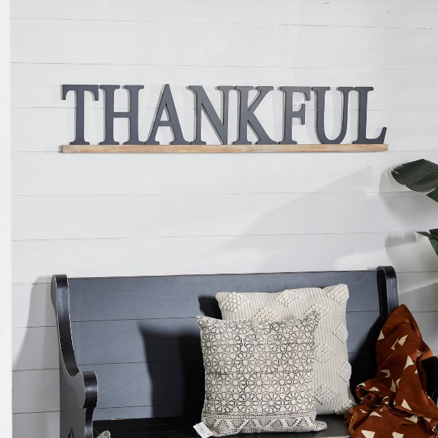 Wood Sign Thankful Wall Decor Black Olivia amp May