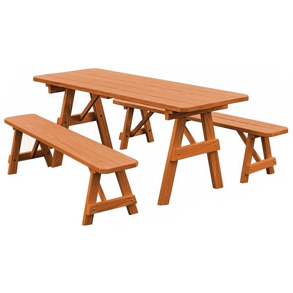 Pine 6' Traditional Picnic Table with 2 Benches