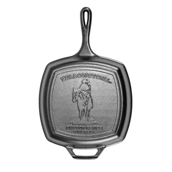 Lodge Yellowstone 10.5 Inch Square Seasoned Cast Iron Cowboy Grill Pan