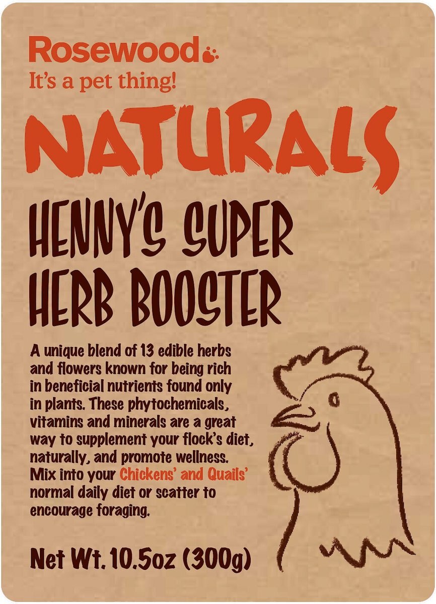 Naturals by Rosewood Henny's Super Herb Booster Chicken and Quail Treats， 10.5-oz bag