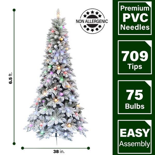 Fraser Hill Farm 6.5Ft. White Tail Pine Snow Flocked Christmas Tree