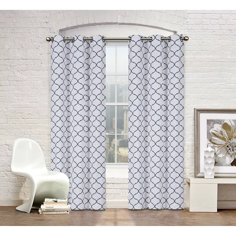 Kate Aurora Shabby Chic Designed 2 Pack Premium Trellis Grommet Top Curtain Panels