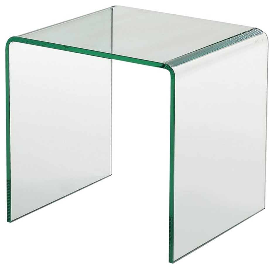 Home Square 18 quotContemporary Glass End Table with Round Edge in Clear   Set of 2   Contemporary   Side Tables And End Tables   by Homesquare  Houzz