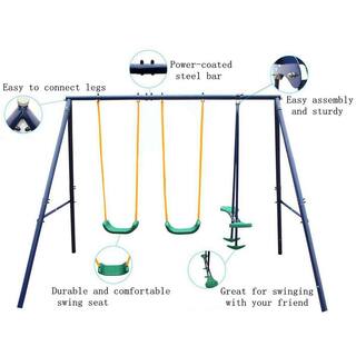 Tidoin 119 in. W x 74 in. D x 73 in. H Multi-Colored A-Frame Metal Multi-Person Swing Set AOK-YDW1-517