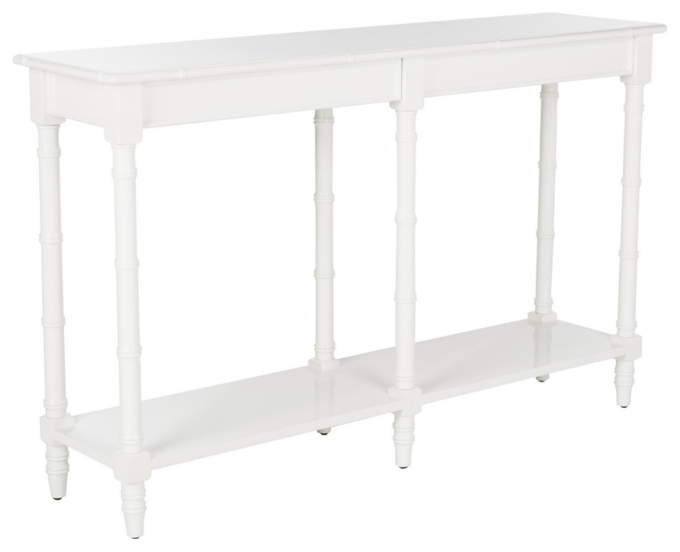 Lysie Coastal Bamboo Console Table White   Asian   Console Tables   by Peachtree Fine Furniture  Houzz