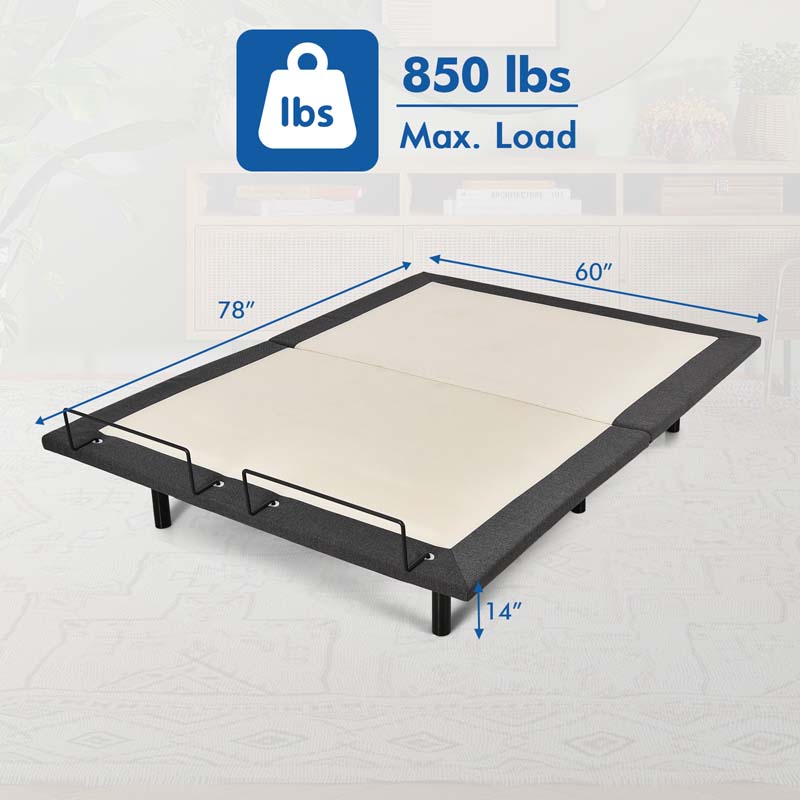 Adjustable Bed Base with Wireless Remote, Zero Gravity Smart Electric Bed Frame with Massage Modes