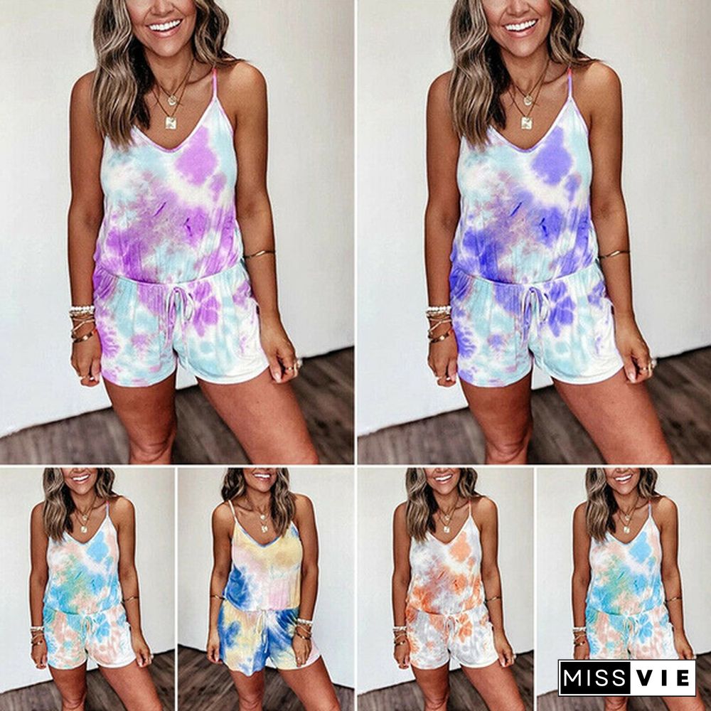 Women Gradient Playsuit Jumpsuit Romper Holiday Summer Casual Shorts Sundress