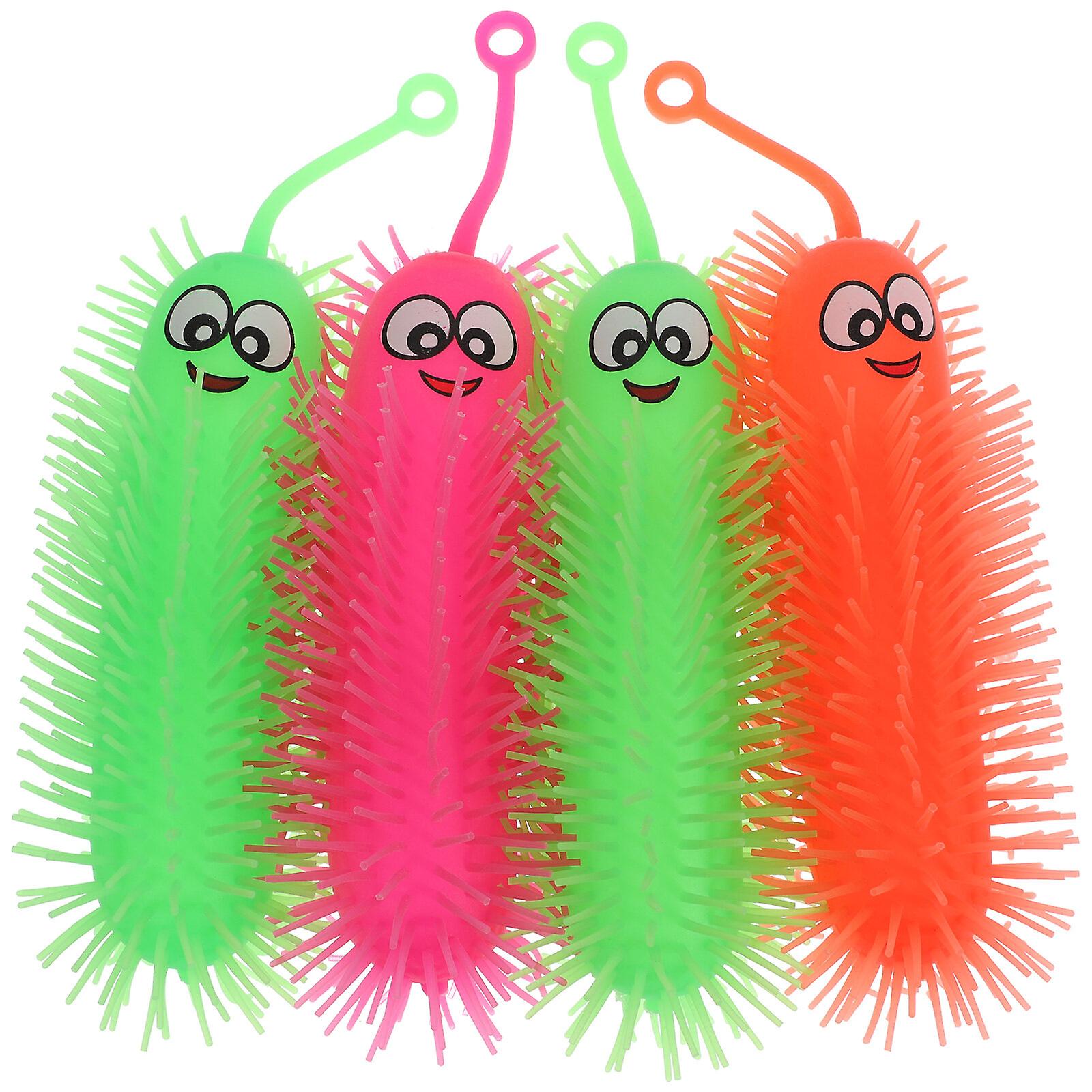 4pcs Luminous Caterpillars Toys Light-up Toys Kids Baby Toys Squeeze Toys