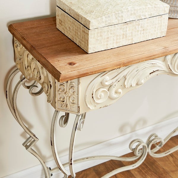 White Iron Farmhouse Console Table 32 x 42 x 16