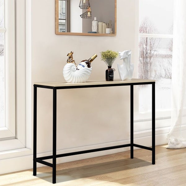 Industrial Style Single Layer Console Table，Light Walnut Color