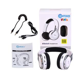 CONTIXO KB2600 Kid Safe 85db Foldable Wireless Bluetooth Headphone Built-in Microphone Micro SD Music Player (White) KB-2600 White