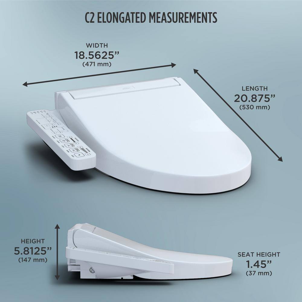 TOTO C2 Washlet Electric Heated Bidet Toilet Seat for Elongated Toilet in Cotton White SW3074#01