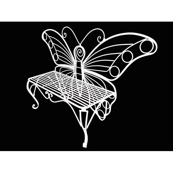 White Metal Butterfly Bench