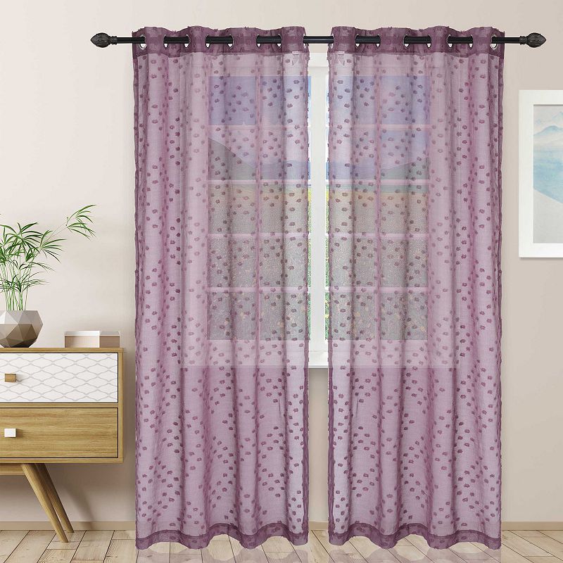 Superior Poppy Sheer Set of 2 Grommet Top Window Curtain Panels