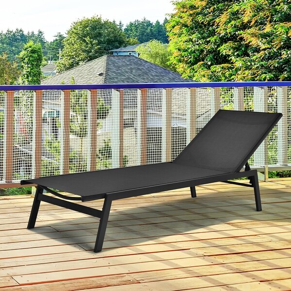 Costway Patio Lounge Chair Chaise Recliner Back Adjustable Garden