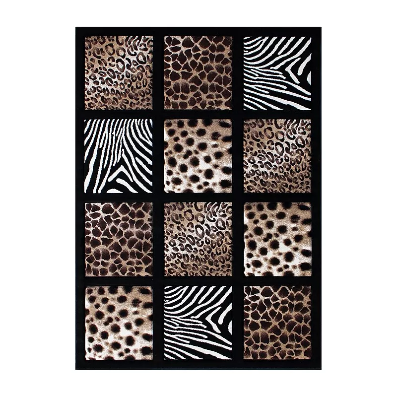 Masada Rugs Masada Rugs 8'x10' Modern Area Rug with Animal Prints - Design S251 Black