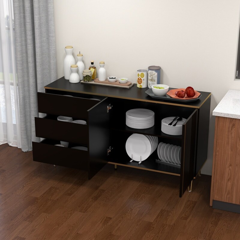 Black Side Cabinet  Sideboard for Bedroom or Hallway