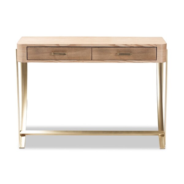 Modern and Contemporary Natural Brown 2-Drawer Console Table