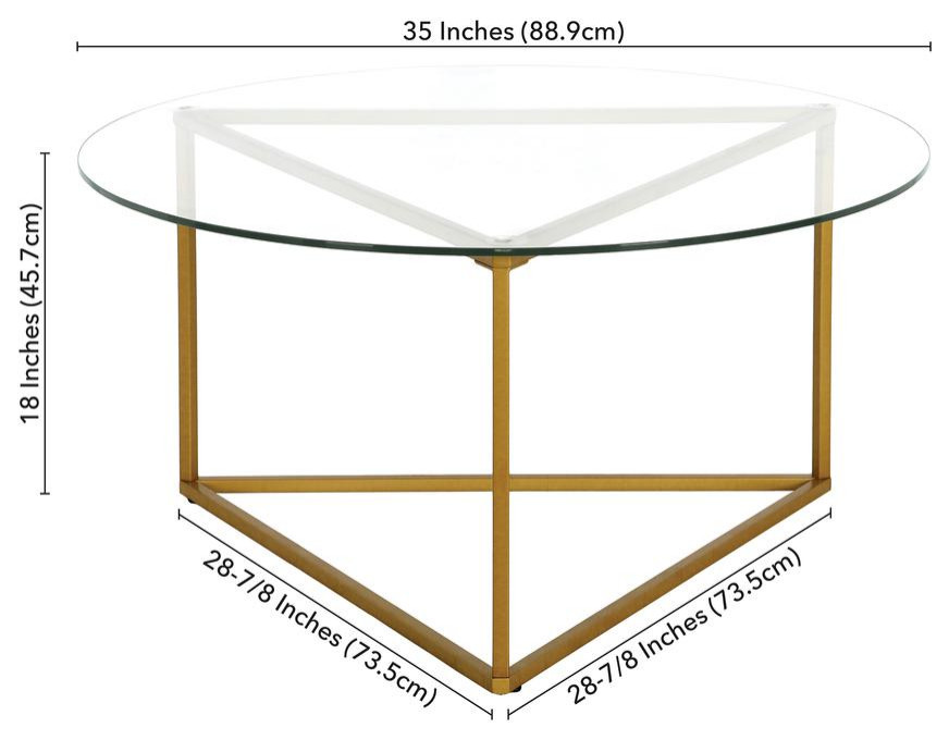 Jenson 35  x27 x27Wide Round Coffee Table with Glass Top in Brass   Contemporary   Coffee Tables   by BisonOffice  Houzz