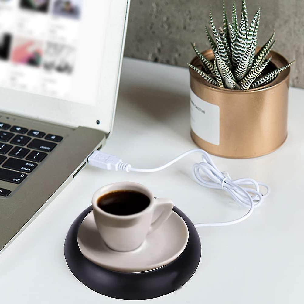 Wood Grain Usb Cup Warmer Home Office Desk Heated Mug For Coffee Tea Black