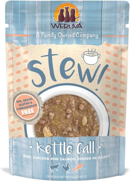 Weruva Classic Cat Kettle Call Beef， Chicken and Salmon in Gravy Stew Cat Food Pouches