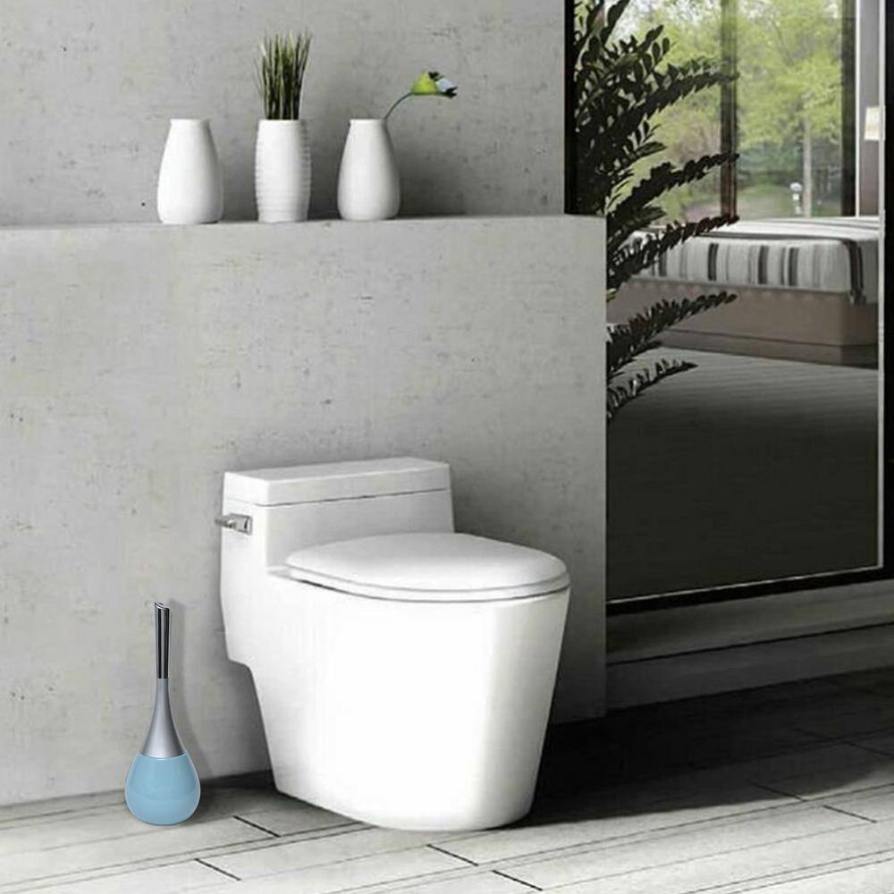 Bath Free Standing Toilet Bowl Brush and Holder Water Drop in Blue 6632147