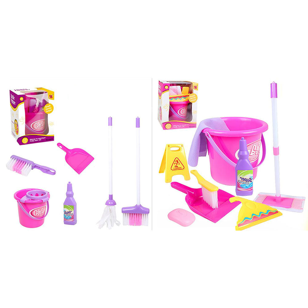 Pretend Mopping Bucket Toy Simulation Mini Cleaning Tool Playhouse Broom Mopping Bucket Toy Set Trash Bins Educational Toys Children Birthday Christmas Gift