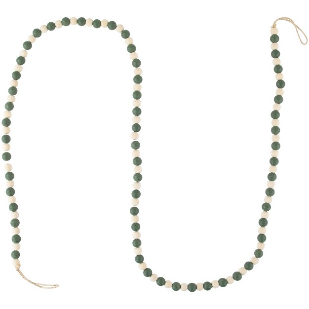 Northlight 6 x27 Green And Cream Wooden Beads Christmas Garland Unlit