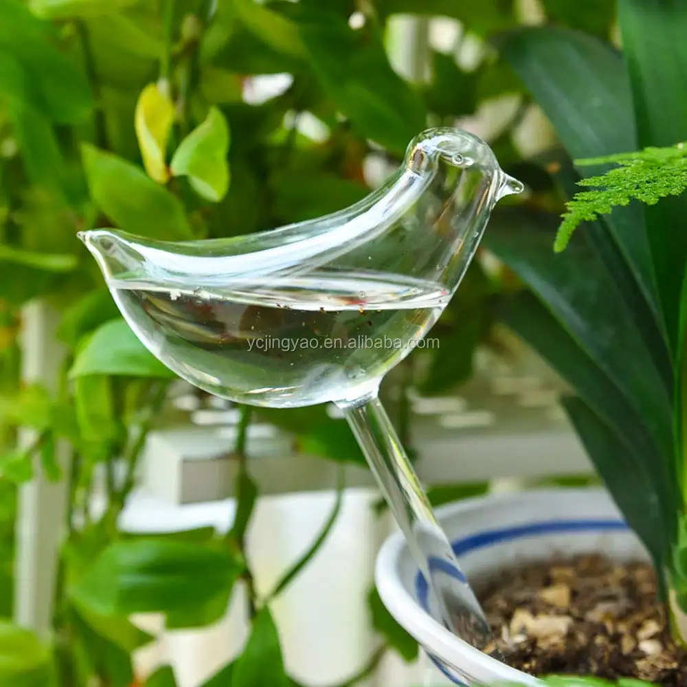 OEM Acceptable Clear Hand blown Borosilicate Glass Pig Shaped Automatic Watering Device with Long Straw