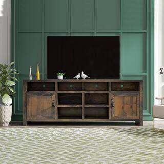 Bridgevine Home 84 in. Fully Assembled Barnwood TV Stand Fits TV's up to 90 in. JC1284.BNW