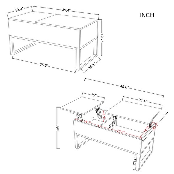 Lift Top Extendable Coffee Table with Storage for Living Room