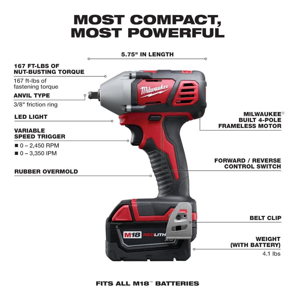 Milwaukee M18 3/8 In. Impact Wrench XC Kit 2658-22 from Milwaukee