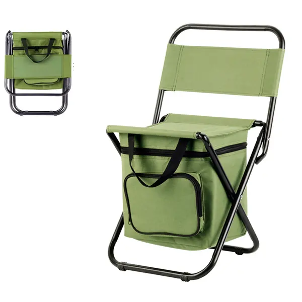 Lightweight Backrest Stool Compact Folding Chair Seat with Cooler Bag and Shoulder Straps for Fishing  Camping  Hiking