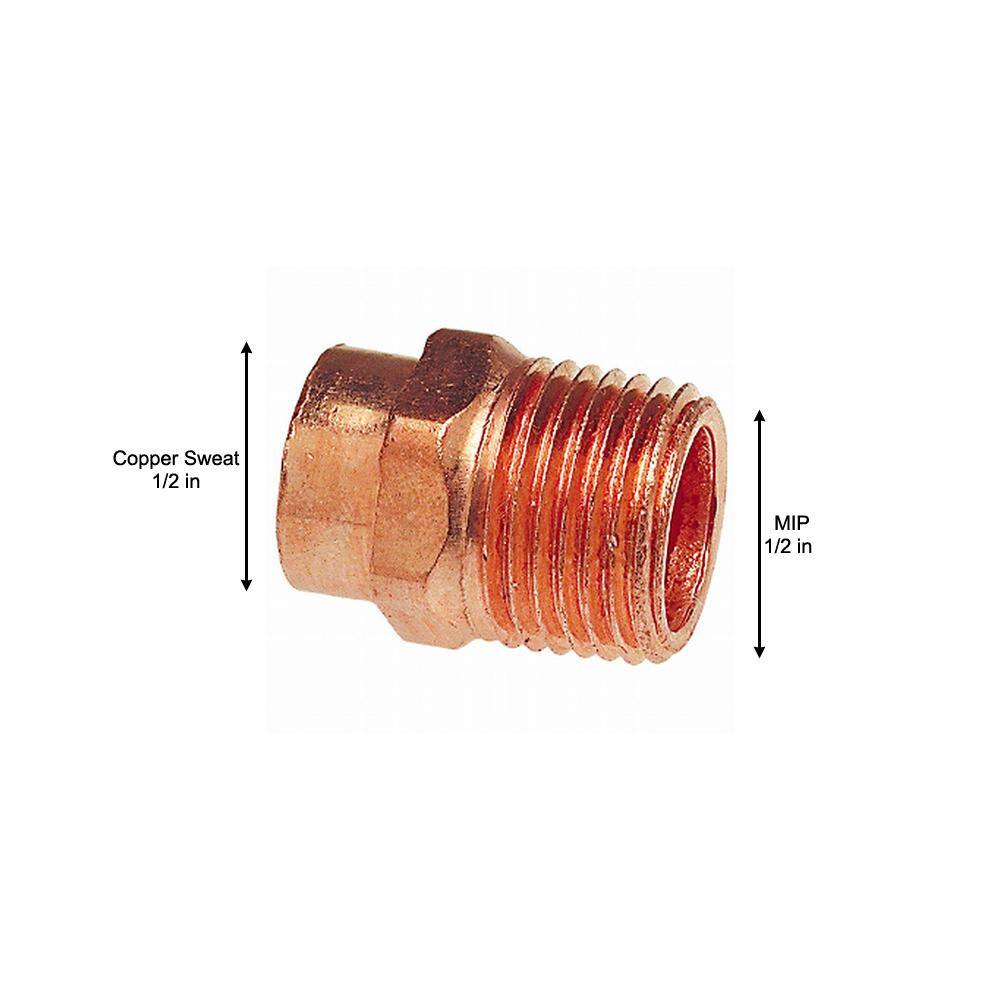 Everbilt 12 in. x 34 in. Copper Pressure Cup x MIP Male Adapter Fitting C604HD1234