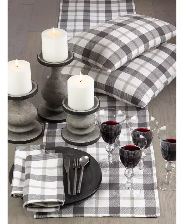 Saro Lifestyle Yuri Collection Classic Plaid Design Cotton Table Runner