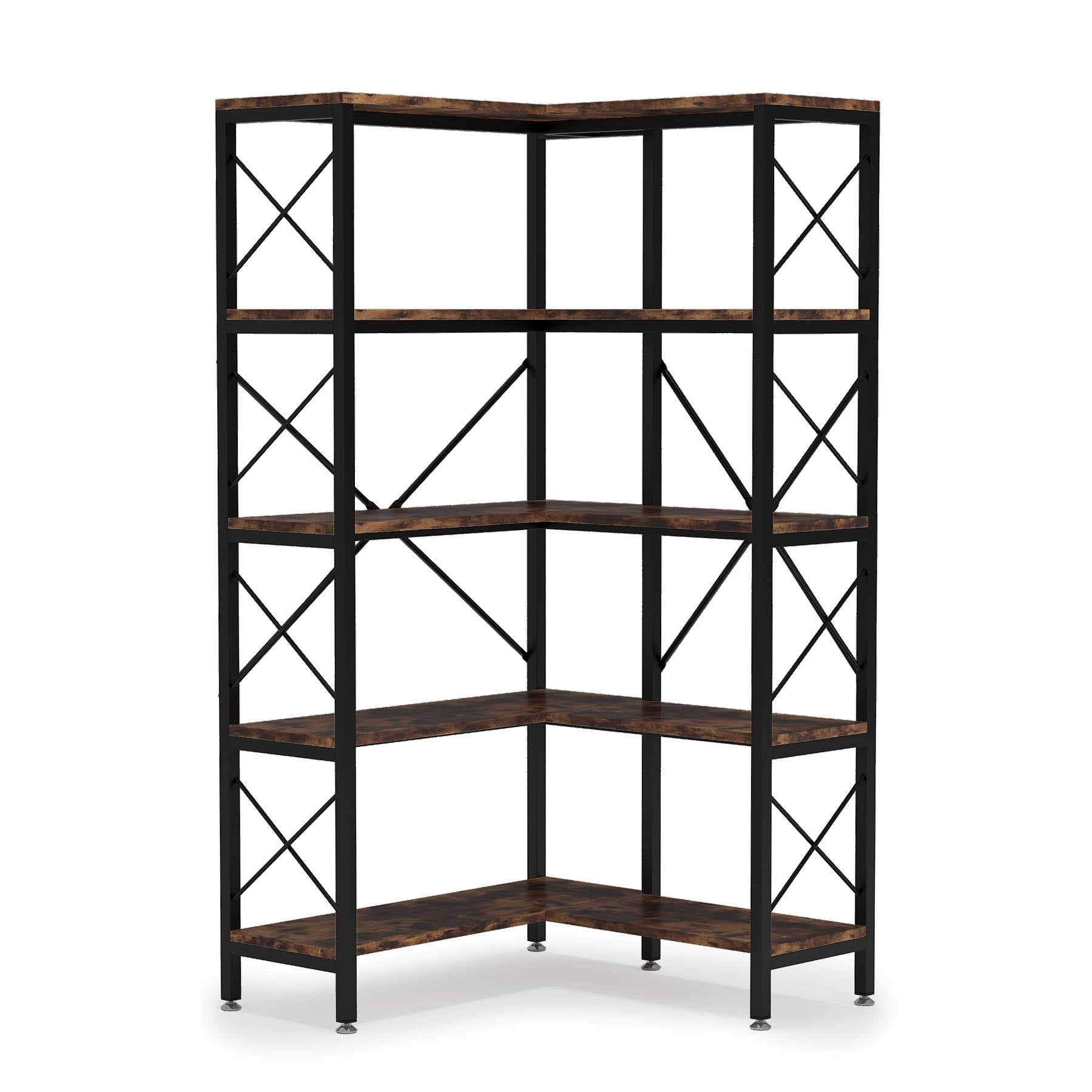 5-Shelf Corner Bookshelf, 65.7 Corner Etagere Bookcase Corner Display Rack