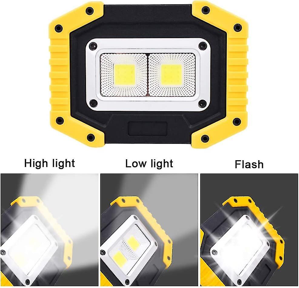 Rechargeable Led Work Light - Trongle 30w Battery Operated Floodlight With 3 Modes Camping Cob Floodlight With Waterproof Usb For Fishing， Hiking(batt