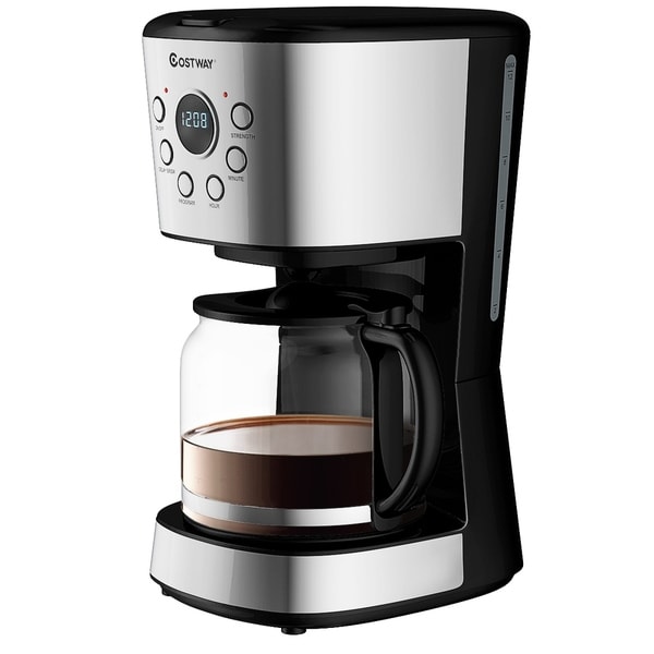 12-Cup Programmable Coffee Maker with LCD Display and 24hrs Timer