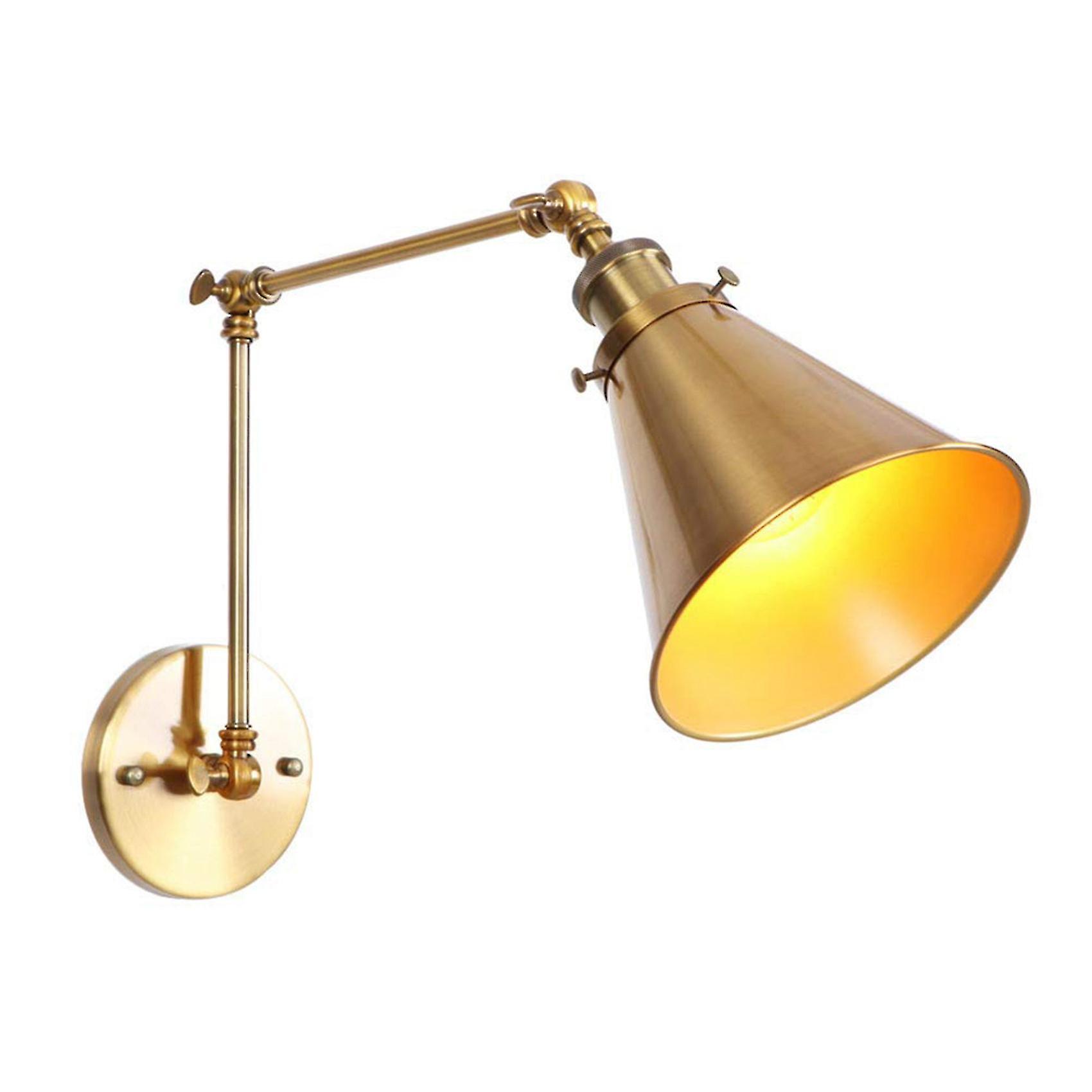 Industrial Wall Sconce Light Brass Cone Shade Wall Light With Adjustable Arm For Indoor Home Bar Wa